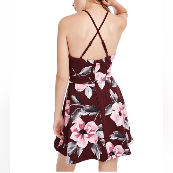 Speechless Womens Juniors Floral Fit & Flare Halter Dress Ivory 7 - Picture 2 of 16